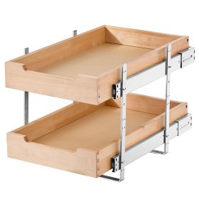 kitchen VEVOR 2 Tier Pull Out Cabinet Organizer, 14"W x 21"D Cabinet Drawer, Soft Close Slide out Shelf, Heavy-Duty Sliding Wood Drawer