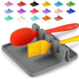 food 1pc Silicone Utensil Rest With Drip Pad For Multiple Utensils; Heat-Resistant; BPA-Free Spoon Rest & Spoon Holder For Stove Top (Color: Grey)