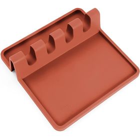 food 1pc Silicone Utensil Rest With Drip Pad For Multiple Utensils; Heat-Resistant; BPA-Free Spoon Rest & Spoon Holder For Stove Top (Color: Coffee)