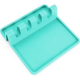 food 1pc Silicone Utensil Rest With Drip Pad For Multiple Utensils; Heat-Resistant; BPA-Free Spoon Rest & Spoon Holder For Stove Top (Color: Mint Color)