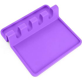food 1pc Silicone Utensil Rest With Drip Pad For Multiple Utensils; Heat-Resistant; BPA-Free Spoon Rest & Spoon Holder For Stove Top (Color: Purple)